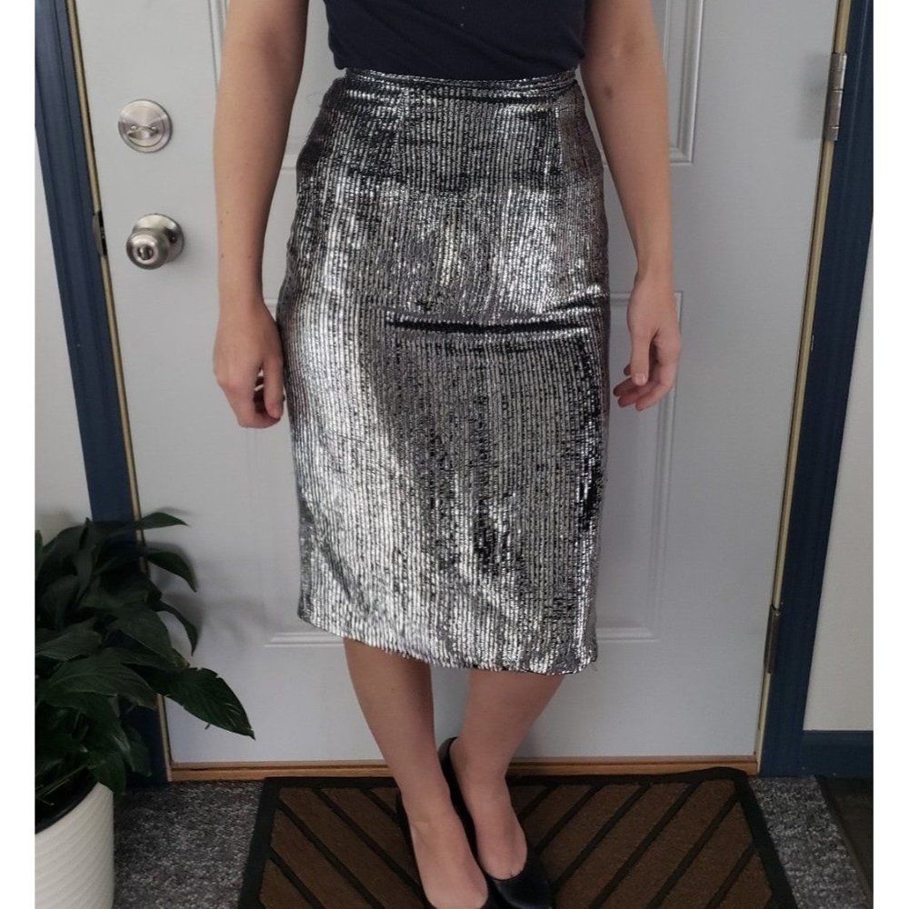 80s Silver Pencil Skirt